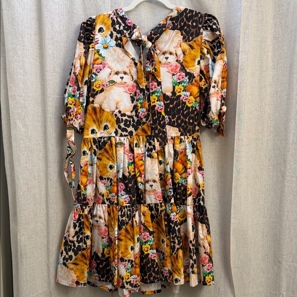 Lazy Oaf Multicolor Kitten & Leopard Tiered Dress UK10/US6 - Picture 3 of 3